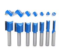 DingGreat 7Pcs Fraise droite à queue de 8 mm, 6mm 8mm 10mm 12mm 14mm 18mm 20mm de diametre Fraise à Bois Routeur à Coupe Droite Flush Trim Pattern Router Pour le Travail du Bois