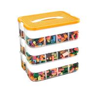 DingGreat Boîte de rangement triple pour briques de construction Lego - Compartiments de rangement empilables - Caisses de rangement avec couvercle - Boîtes empilables en plastique - Petites pièces