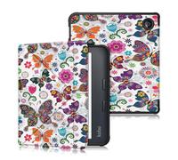 DINGGUAGUA Coque kobo Libra Colour 7 inch TPU Coque Étui kobo Libra 2 Liseuse eBook Housse avec Support Pliant Housse Protection Coque,Papillon