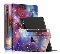 DINGGUAGUA Coque pour Samsung Galaxy Tab S9+/S10+ Plus 12.4" 2023/2024 Tablette SM-X810/X816B/X818U Housse de Protection avec Porte-Stylo et Rotation à 360 degrés Veille/Réveil Automatique,Galaxie