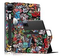 DINGGUAGUA Étui Rotatif pour Xiaomi Mi Pad 6/Mi Pad 6 Pro 11" 2023 Tablette Housse de Protection avec Porte-Stylo et Rotation à 360 degrés Veille/Réveil Automatique,Graffiti