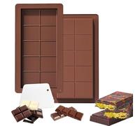 Dinghaole 2 Pièces Moule à Chocolat en Silicone, Silicone Chocolat Moules à Tablette, Silicone Marron Moules à Super Profonds, pour Barres Protéinées et Énergétiques