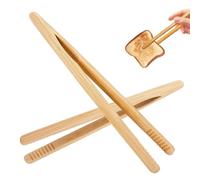 dinghaole 2 Pièces Pinces à Toast Classiques Réutilisables en Bambou, Pince de Cuisson en Bois, pour Bonbons, Cornichons, Gaufres, Sandwichs, Ustensiles de Cuisine