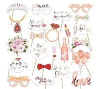 dinghaole 23 Pièces EVJF Accessoires de Boîte de Photobooth, Accessoire Photo, DIY Fête Photo Booth Props Accessoires pour Photos de Mariage Fête, Kit Photobooth Mariage Masquerade Cadre photobooth