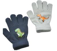Dinghaole 2Paires Gants Enfants,Gants Magiques pour Enfants, Gants en Tricot Dinosaures,pour 5-11ans,Gants Chauds pour Enfants,Gants Chauds tricotés pour Jouer en Plein air,avec Motif de Dessin Animé