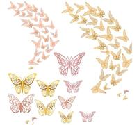 Dinghaole 72 Pièces 3D Papillon Stickers, Muraux Décoration Papillon pour Fête, 3D Muraux Papillons Papiers Décoration Ornements Decoratifs Stickers Ballon Fleur