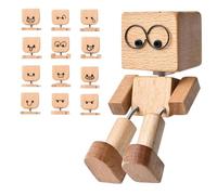 dinghaole Figurine de voiture - Figurine de bonhomme en bois vacillant avec 12 expressions magnétiques - Figurines en bois - Cadeau créatif
