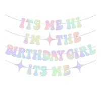 Dinghaole Happy Birthday Banner, It's Me Hi I'm the Birthday Girl It's Me Bannière Chanteur Pop, Design Personnalité, pour Décor de Fête d'Anniversaire de Filles, pour Filles Garçons Adultes