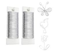 dinghaole Lot de 2 rouleaux de fil métallique argenté pour la fabrication de bijoux, 0,3 mm d'épaisseur, pour modélisation de vélo, squelette, fabrication de fleurs, tissage et emballage (100 m)