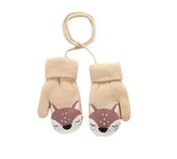 dinghaole Moufles Bébé Mitaines Tricoté Chaud Douce,Tricoté à tête Renard Enfant Gants,Cartoon Mignon Gloves avec Corde Epais Chaud Mitaines avec Doublure Polaire Thermique pour Enfants