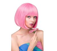 Dinghaole Perruque Rose Néon Femme, perruque rose femme,Perruque Coupe au Carré Classique pour le carnaval & motto-party, perruque courte rose amusante,Bob Wig, Perruque Cosplay, perruque halloween