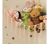 Dinghaole Range Peluche Hamac,Filet Rangement Peluche Chambre Enfant,Filet de Rangement Jouet Style Bohème pour la Décoration de Chambre d'enfants,Organisateur Suspendu pour Chambre d'Enfant
