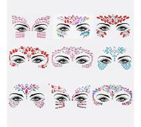 Dinghaole9 Ensembles de Strass Visage,Paillettes de Pierres Précieuses pour Le visage,les bijoux pour le visage pour les festivals,Autocollants pour le Visage en Cristaux pour Les Yeux,Strass Adhésifs