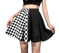 DINGJIUYAN Jupe Mini Punk pour Femme avec Motif à Carreaux, Jupe Vintage Style JK Gothique Taille Haute Harajuku Grunge Y2K, Motif à carreaux Noir, S