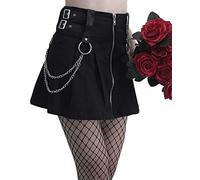 DINGJIUYAN Mini jupe plissée taille haute pour femme, streetwear, gothique, croix, jupes Harajuku, Jupe zippée, 40