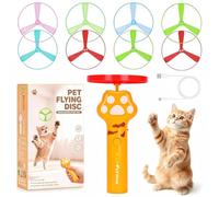 DINGLIAN Jouet à rapporter pour chat, lanceur de disque volant rechargeable avec 6 disques volants, jouet pour chat volant pour chaton et chien, jouet interactif de suivi pour extérieur et intérieur