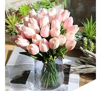 Dinglong 5 Pcs Soie Artificielle PU Tulipes Faux Artificiales Bouquets Party Decor Tulipes Maison Mariage DéCoratif Fleurs Couronnes,PU Tulip Floral,Cadeau De FêTe des MèRes CréAtive (Rose)