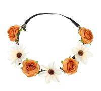 Dinglong Boho Fleur Floral Festival De Mariage Guirlande Cheveux TêTe Band Beach Party Tournesol Rose Bandeau Couronne Cheveux Accessoires CréAtifs Cadeau D'Anniversaire (orange)