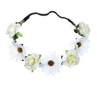 Dinglong Boho Fleur Floral Festival De Mariage Guirlande Cheveux TêTe Band Beach Party Tournesol Rose Bandeau Couronne Cheveux Accessoires CréAtifs Cadeau D'Anniversaire (blanc)
