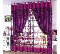 Dinglong Broderie Fleur FenêTre Rideaux De Luxe Chambre Rideau Tissus Pastoraux Rideaux Salon FenêTre Traitement Panneaux Nouvelle Stores Rideau De FenêTre Haut De Gamme (D)