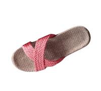 Dinglong Chaussons Semelle Feutre Nouveaux Chaussons tricotés en Lin de Coton Respirant d'intérieur pour Femmes en été Chaussons Semelle Feutre Pantoufles Femme ete Mule Homme Cuir Savate Homme