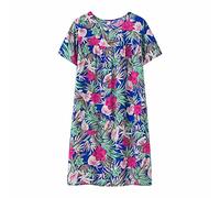 Dinglong Chemises de Nuit Robe de Nuit à Manches Courtes en Soie de Coton d'été pour Les Femmes d'âge Moyen Nouvelle Robe Ample à la Maison vêtements de Nuit pour Personnes âgées Robe de