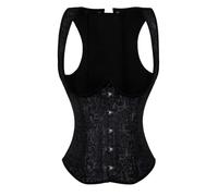 Dinglong Corset Gothique Femme Bustier cintré à la Taille sous Le Buste Corset Gilet débardeur Top Corset Grande Taille Haut Corset Soutien Gorge Multiposition (Black, XXXXXL)