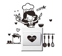 Dinglong DrôLe Cuisine Wall Sticker Chambre Salle De Bains Interrupteur Decor Cuisine Maison Stickers Couteau Et Fourchette Ensemble Lettres Mur Affiche MèRes Meilleur Cadeau (Noir)