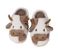 Dinglong EU 38 Pantoufles en Peluche Vache pour Femme et Homme, Pantoufles Femmes Dessin Animé Vache Coton Hiver Intérieur Pantoufles Extérieures Mémoire Pantoufles Femme Antidérapant