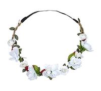 Dinglong Femme Fleur Bandeau MariéE Mariage Cheveux Bandes Accessoires Filles BohèMe Garland ÉTé Plage TêTe Bandes Coiffe ÉLastique Couronne Festival Bandeau (blanc)