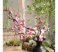 Dinglong Fleurs Fleur Floral Cerisier Printemps Plumes Fleur Branche Simulation Soie Faux Mariage Bouquet FêTe DéCoration Art Romantique (Rose)