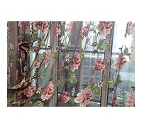 Dinglong Fligatto Voilages, Rideaux de fenêtres Jacquard Transparents avec Motifs Fleur, orchidée, Rideau Transparent en Tulle avec Feuilles d'orchidée et Pivoine - 200 x 100 cm