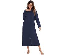 Dinglong Jupe de Nuit Femme Peignoir Froid décontracté pour Femmes, Couleur Unie, vêtements de Maison, Robe à Capuche et Manches Longues, Printemps Automne Hiver Doublure Robe