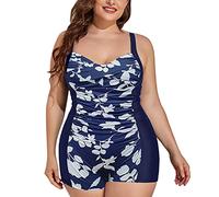Dinglong Maillot de Bain 1 Pièce Femme Ventre Plat été Vintage Imprimé Grande Taille pour Hot Spring Resort