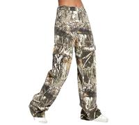 Dinglong Pantalon Femme Grande Taille Pantalon Cargo Camouflage pour Femme, Taille Haute, Baggy, Jambes Larges, Coupe ajustée, Poches, Jogging, survêtement Pantalon Femme Grande Taille