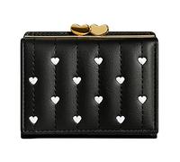 Dinglong Porte Monnaie Femmes Mesdames Tri Fold Mini Multi Function ID Purse Brodé Heart Short Ladies Clip Wallet Porte Monnaie Femmes Porte-chéquiers Femme Porte chequier Long Petite Pochette