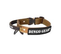 Dingo Gear Collier pour Chien Cobra, Boucle de Sécurité Professionnelle, Poignée Robuste, Étiquette avec Attache de Type Velcro, pour Dressage des Chiens, Tour de Cou 43-47 cm, Coyote Brown (S03130)