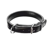 Dingo Gear Max S04032 Collier en Cuir véritable extrêmement Solide et Durable avec raccords chromés, Tour de Cou de 56 à 64 cm, Convient pour Les Chiens de Travail, Noir