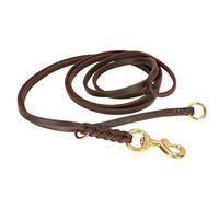 Dingo Gear S03503 Laisse d'exposition pour Chien en Cuir huilé avec poignée partiellement tressée très résistante Marron 2,5 m