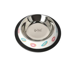 Dingo Waldemar Rutkowski Gamelle pour Chien - Métal Résistant, Antidérapante avec Base en Caoutchouc, Forme Ergonomique, Motifs Donuts, Capacité 0,48 L (Z30041)