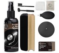 DINGSEN Kit de nettoyage complet 8 en 1 pour disques vinyles de 100 ml, brosse à poignée droite, brosse à tête ronde, plateau de disque en silicone, lingette en daim, boule de lavage des oreilles et