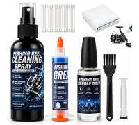 DINGSEN Kit d'entretien pour moulinet de pêche, huile et graisse, élimine | Inclus : brosse et chiffon, protection contre la corrosion, pas de grincement, prolonge la durée de vie