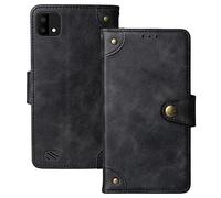 Dingshengk Flip Noir Retro Veritable Cuir Housse Magnétique Téléphone Coque pour Orange Neva Leaf 5.99" Étui Cas Couverture Protecteur Case Portefeuille Cover