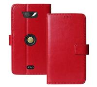 Dingshengk Flip Premium Cuir Housse Magnétique Téléphone Coque pour Crosscall Action-X3 5" Étui Cas Couverture Protecteur Case Portefeuille Cover Business Wallet (Rouge)