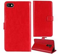 Dingshengk Flip Premium Cuir Housse Magnétique Téléphone Coque pour SFR Altice S23 / S24 / S25 5" Étui Cas Couverture Protecteur Case Portefeuille Cover Business Wallet (Rouge)