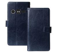 Dingshengk Flip Premium Cuir Housse Magnétique Téléphone Coque TPU Silicone pour Doro 1360 1361 1362 2.4 inch Étui Cas Couverture Protecteur Case Portefeuille Cover Business Wallet (Bleu Fonce)