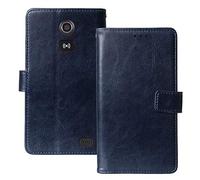 Dingshengk Flip Premium Cuir Housse Magnétique Téléphone Coque TPU Silicone pour Doro Liberto 8031 4.5" Étui Cas Couverture Protecteur Case Portefeuille Cover Business Wallet (Bleu Fonce)