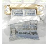 DINGSION Claude Monet Style Housse de Couette Set 3 pièces Une Impression d’Hiver Confortable Chambre à Coucher Ensemble de literie avec 2 taies d’Oreiller Fermeture éclair 4 Liens 230 x 230 cm