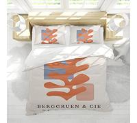 DINGSION Henri Matisse Style Housse de Couette Set 3 pièces Minimaliste Orange Coco Géométrique Motif Literie Douce pour Chambre avec 2 Oreillers Shams 240x260cm