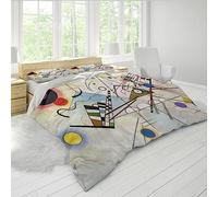 DINGSION Wassily Kandinsky Style Housse de Couette Set 3 Pièces Composition VIII Ensemble de literie de Chambre Ultra Doux avec 2 taies d’Oreiller 4 Liens Zipper 240 x 220 cm